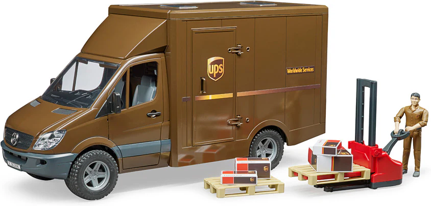 Bruder MB Sprinter UPS Truck with Driver and Accessories - Image 3