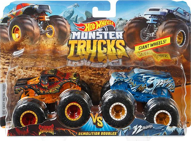 Hot Wheels toy vehicle - Monster Trucks 1:64 Demo Doubles 2-Pk Ast 2022 Mix 2 - 21A - Image 5