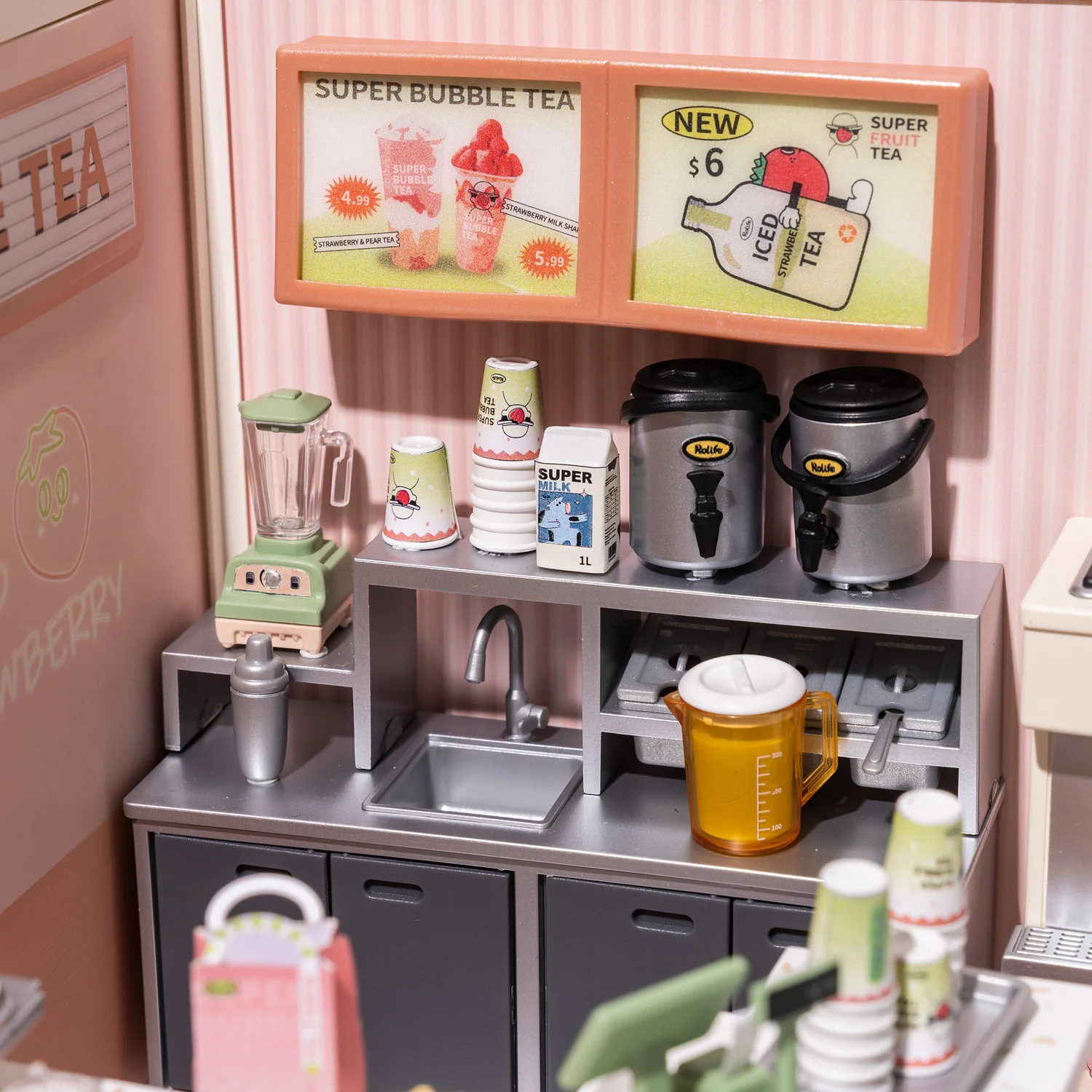 Super Creator Double Joy Bubble Tea DIY Miniature House Kit - Image 5